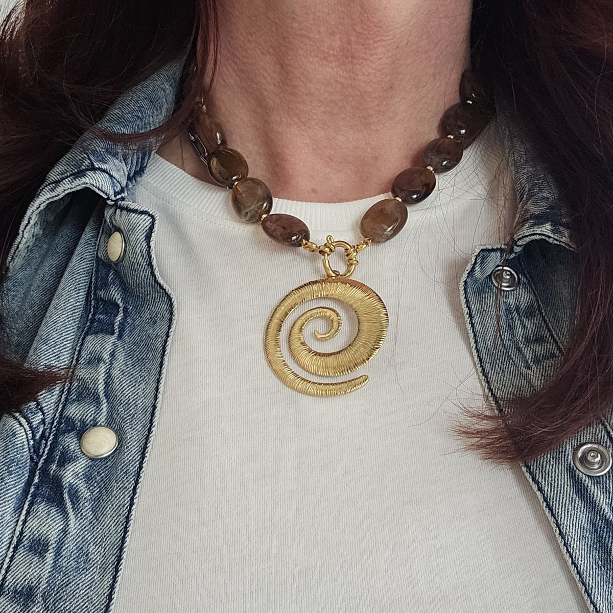 Collier de perles ovales pépite XL
