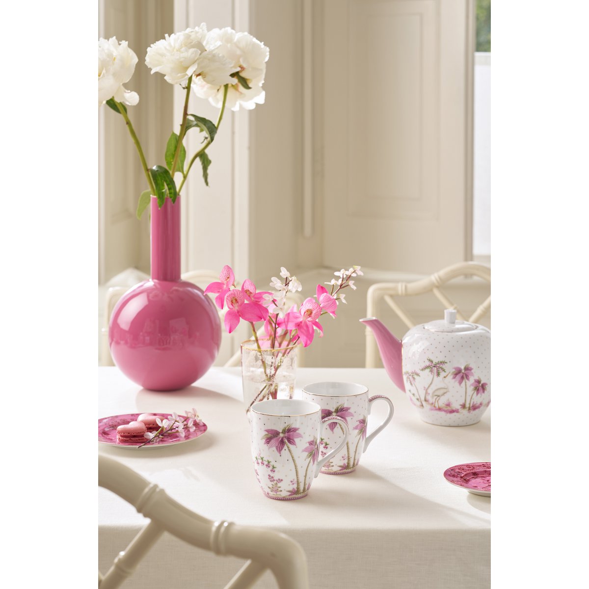 Set/2 Mugs Large Jolie Dots Gold Pink 350ml
