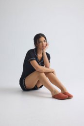 Bambus-Hemd-Shorts-Set in Schwarz