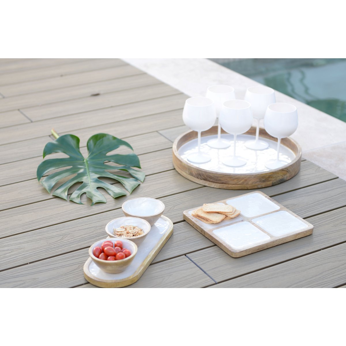 Bandeja de madera blanca mango 40x40x4cm