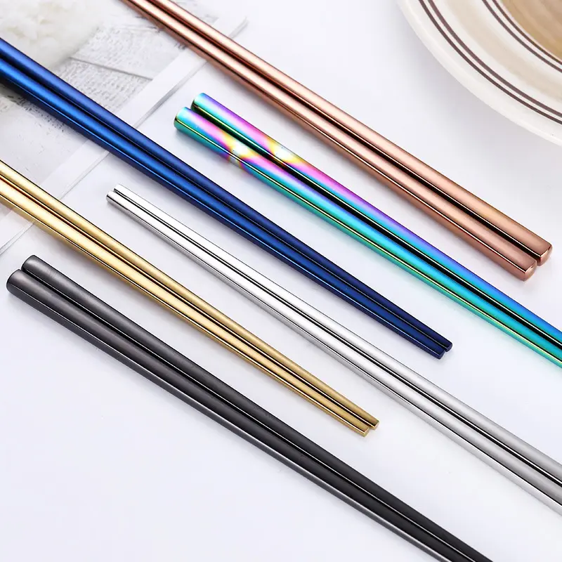 Pair of Reusable Chopsticks - Stainless steel - 5 colors available