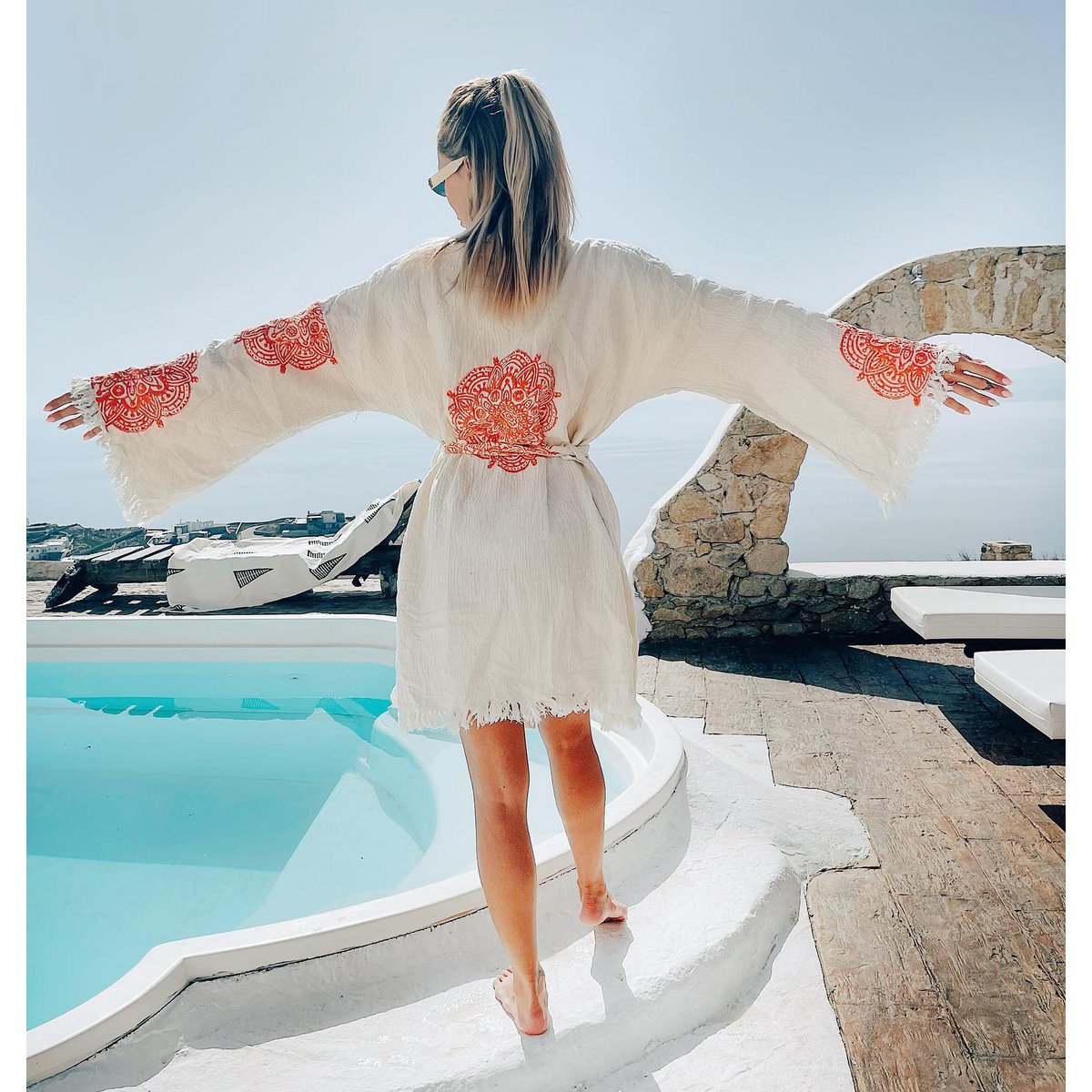 Økologisk bomuld Short Kaftan Ethnic