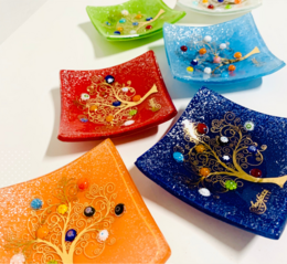 Firkantet midtpunkt i Murano Glass, gaveide, favoriserer, gylden dekoration af liv og Murrine di Murano