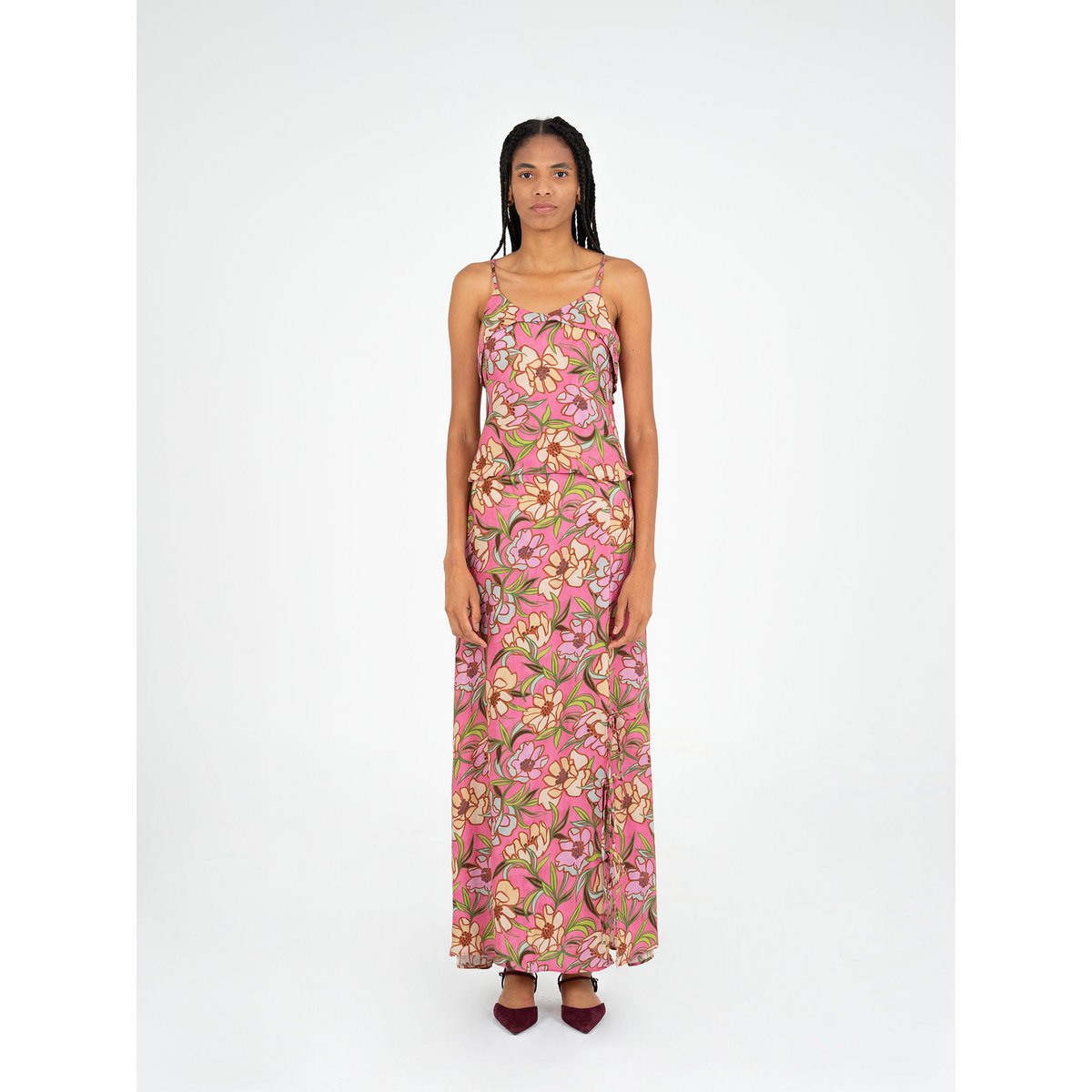 Gonna Amara con stampa floreale rosa