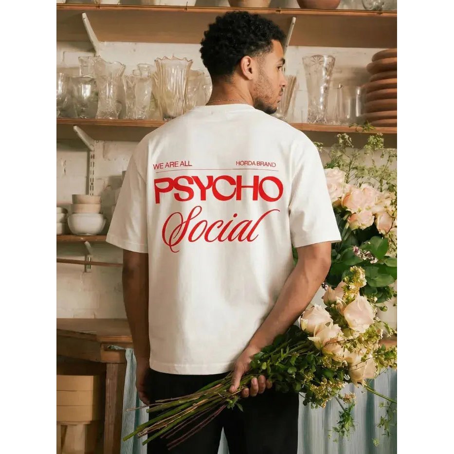 T-Shirt Bianca 220gr Oversize Cotone Made in Italy - Psycho