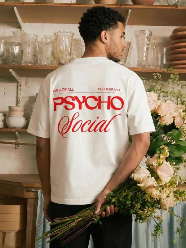 T-Shirt Bianca 220gr Oversize Cotone Made in Italy - Psycho