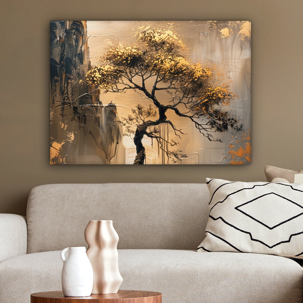Peinture sur toile - décoration murale - or - paysage - peinture - décoration murale salon - décoration de chambre moderne - peintures abstraites