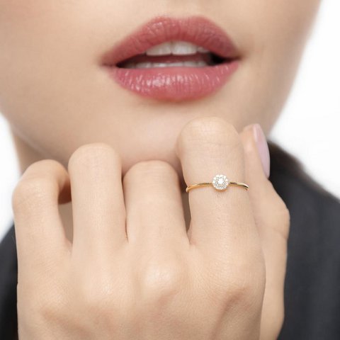Ring Pavé II mit Diamanten, 18 K Gelbgold