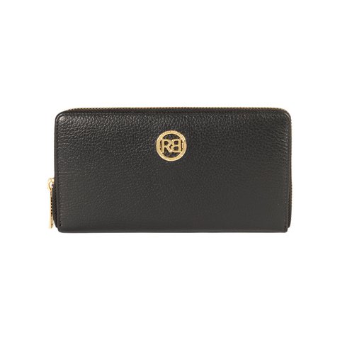 RB1081GA | Damesportemonnee met ritssluiting Gemaakt in Italië van echt dollargrain leer. Zwarte kleur. Afmetingen: 20 x 10 x 2,5 cm