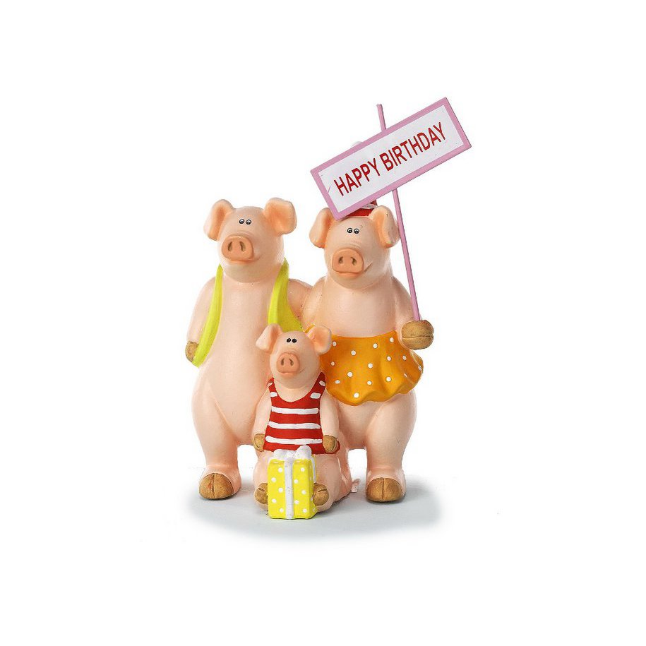 Ceramic pork family, 9x8x15cm