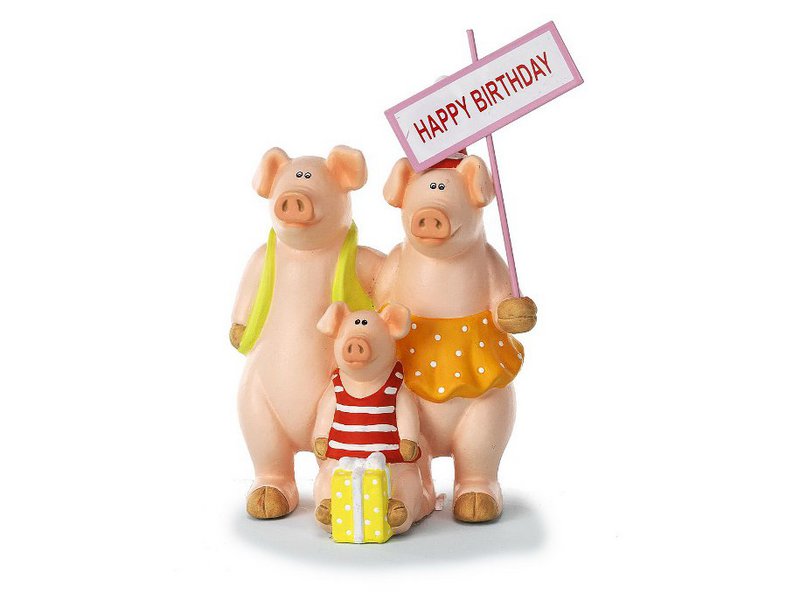 Ceramic pork family, 9x8x15cm