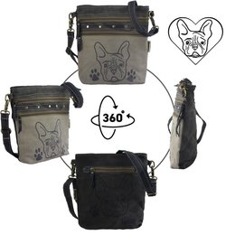 Sunsa Damen Umhängetasche. Schultertasche in Vintage Stil. Handtasche aus Canvas ( Segeltuch). kleine Crossbody Tasche für Frauen mit Hund Motiv Bag Dog