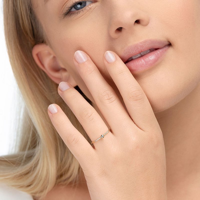 Anello Petite, diamante bianco, oro rosa 14K