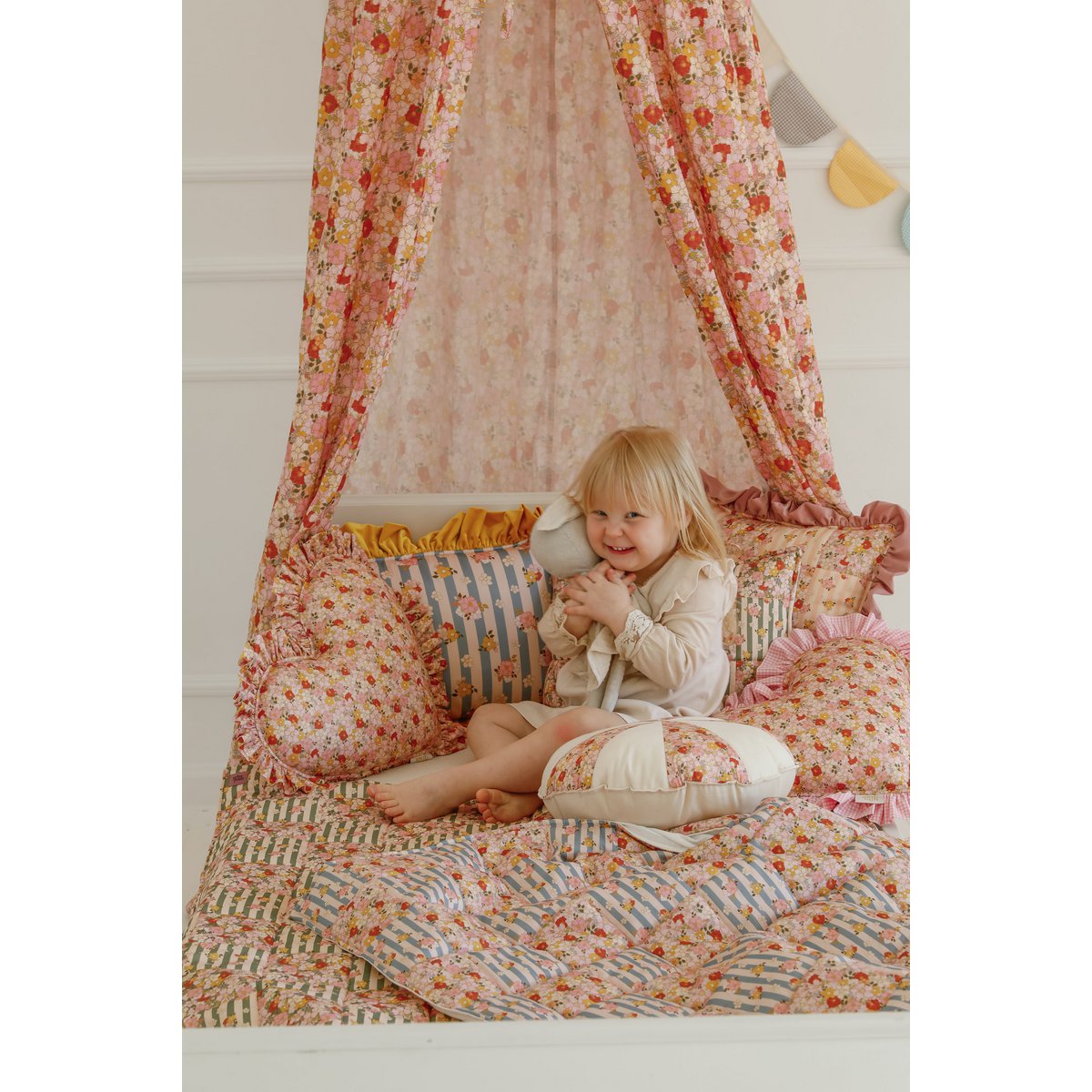 Ensemble de literie matelassée en coton pour les enfants «Garden d'été» - conception patchwork, petite taille