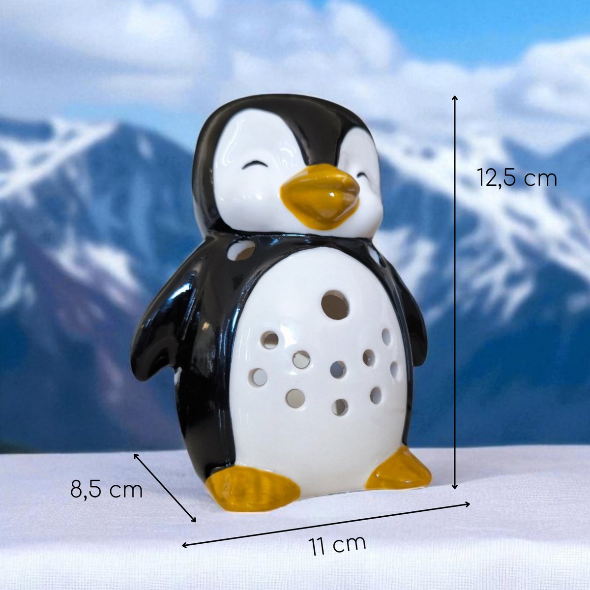Burnt-Parfum-Pinguin in handgemaltem Keramik-Diffuser-ätherischen Ölen, Parfüm oder Wachs-12,5 cm-Kooner-Winteratmosphären-Ursprung-Wohlbefinden