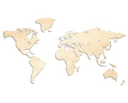 Wooden World Map - 10 Wood Types - Magnetic Hanging System