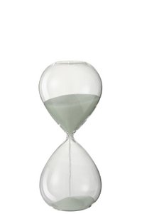 J-Line zandloper - glas/zand - wit - medium