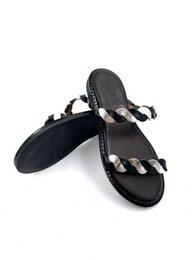 Flat Leather Sandals for Women Open Toe, Greek Summer Sandals, Leather Flat Sandals for Women Black and White, Sandalmania Leather Sandals