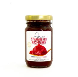 Jordbær- og hindbærsyltetøj 120 ml - Naturlig, håndværksmæssig smørbar frugt - Bevar smørekrukke