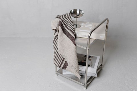 Tea towel (dish towel)  / Mocha brown stripes 100% linen 