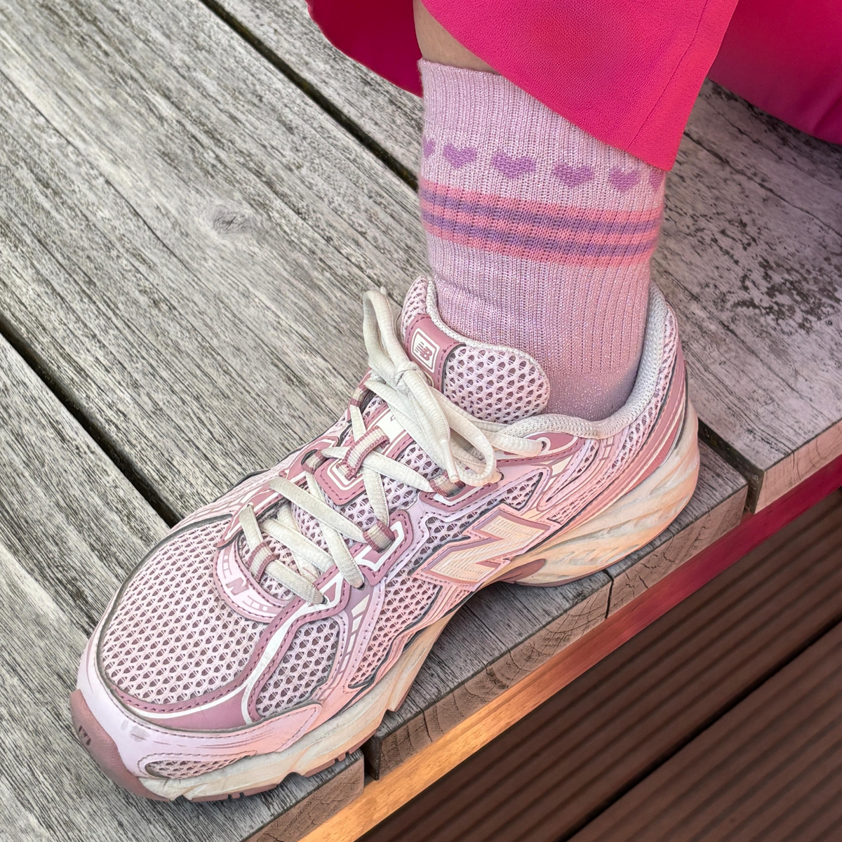 Socke Herzchenkette glitter rosé