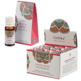  Mystic Rose aroma oil, 10ml bottle, essential oil, floral scent, colorful mandala-style packaging design.