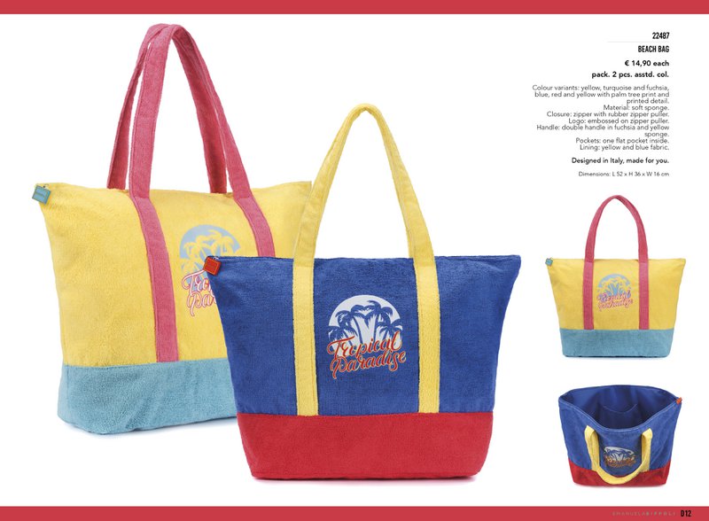 TROPICAL PARADISE SPONGE BEACH BAG assorterede farver