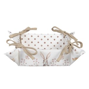 Bread basket 35x35x8 cm white brown cotton rabbit gift kitchen