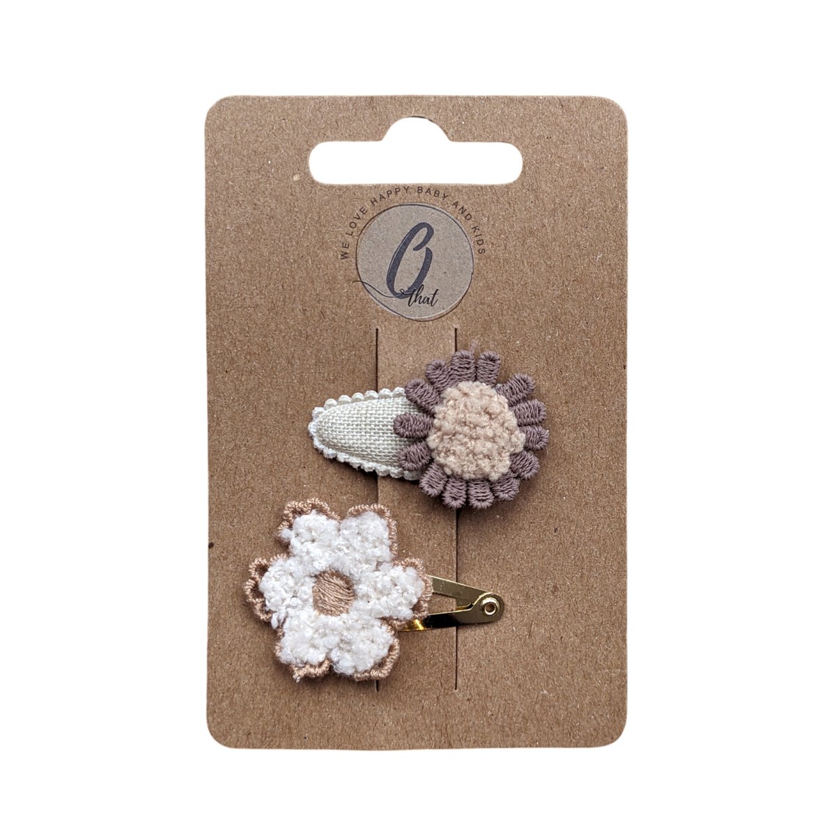 Babyhaarklammern Blumencreme/Sand Bouclé 2 Stcs. Karte