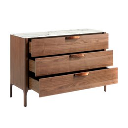 Kommode aus Fiberglas mit Marmoreffekt und Walnussholz