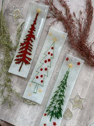 Xmas U Shape Long set of 3 42x11 Green, Red & White Xmas Trees Set of 3