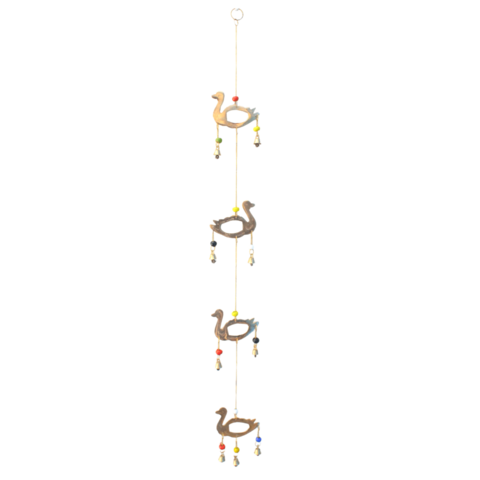 Hanging bells with 4 Metal Swans