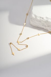 Croix & Zircons collar in golden stainless steel