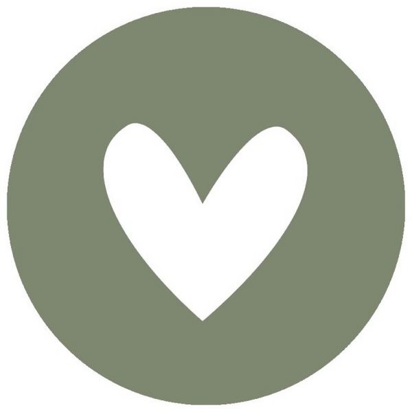 Muurcirkel olijfgroen wit hart