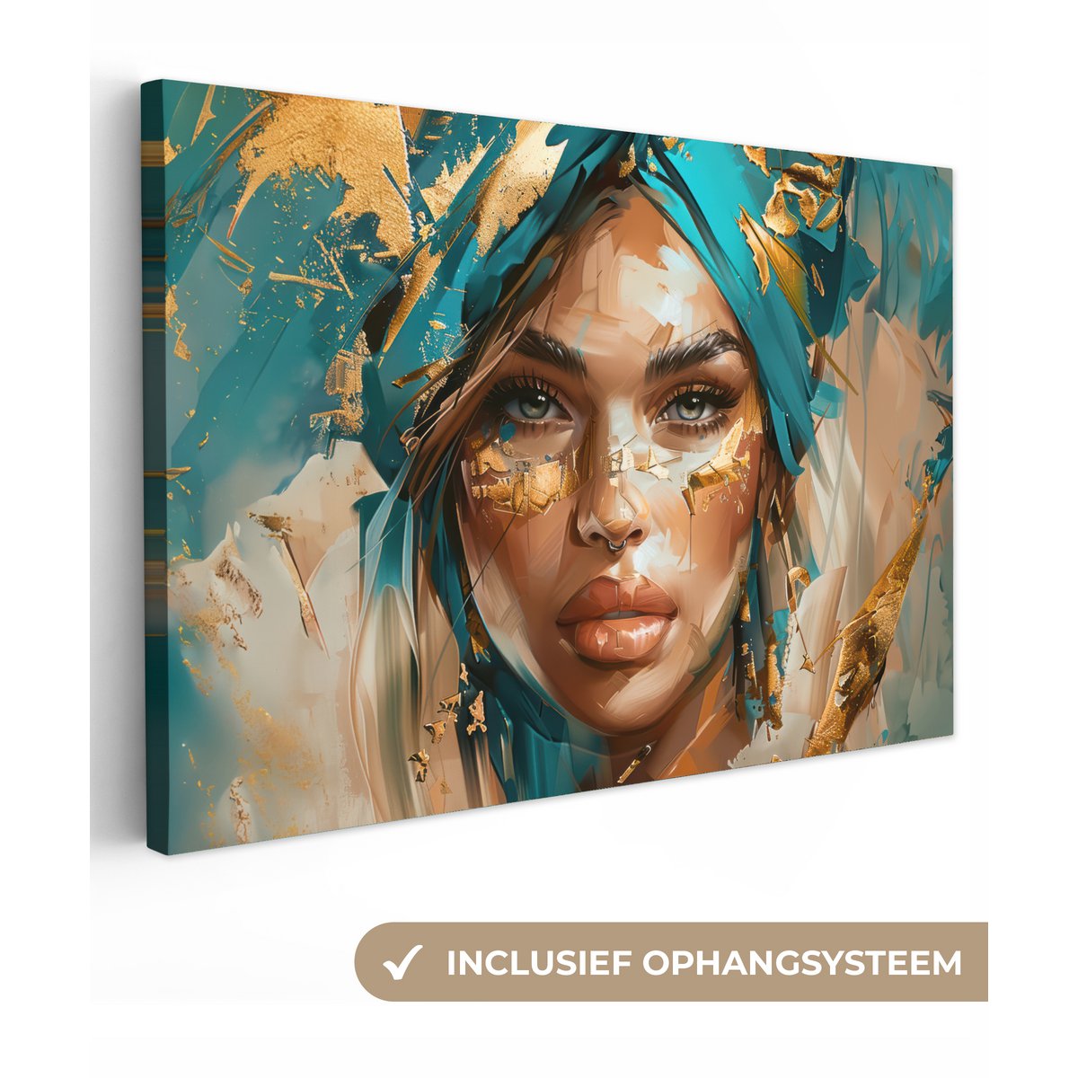 Canvas schilderij  - Wanddecoratie - Bloemen - Vaas - Stilleven - Beige