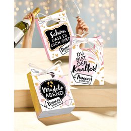 Gift bags with candies Prosecco 3-site. White, PU 24