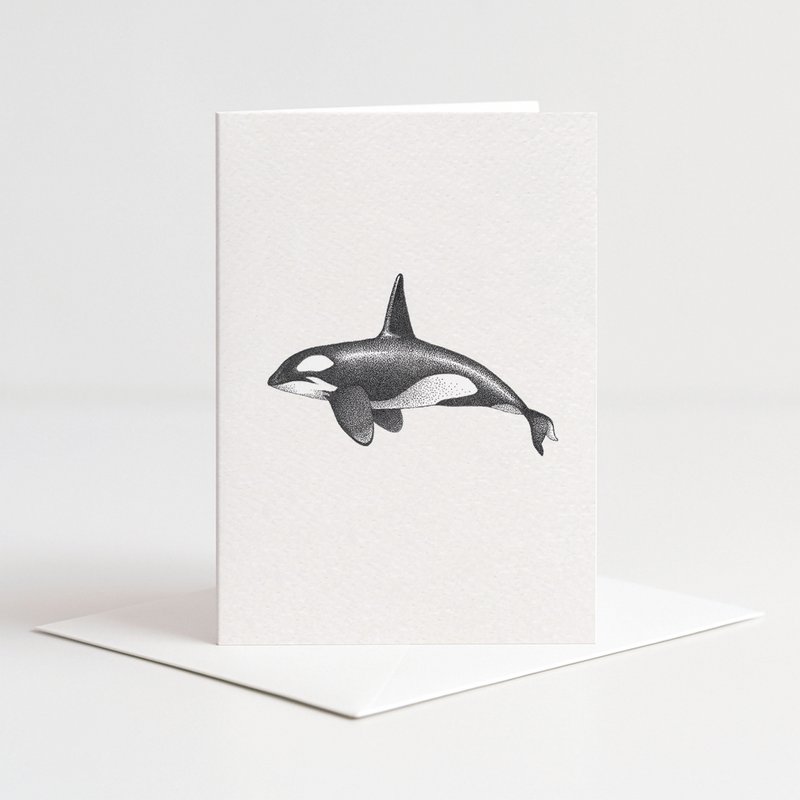 Card orca black and white with envelope
