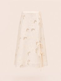 Sunlit Cream Embroidered Midi Skirt