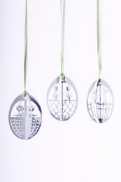 Oeufs de Pâques en métal - 3 motifs (blanc)