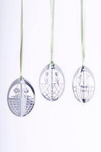 Metal Easter Eggs - 3 Designs (White)