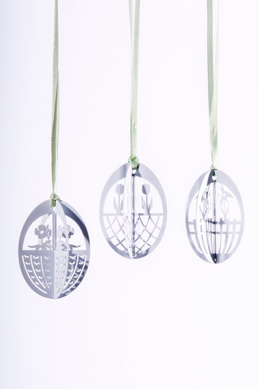 Metal Easter Eggs - 3 Designs (White)