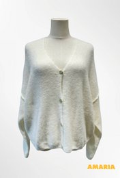 Dame cardigan - Premium kvalitet - Blød strik dyb V-hals med knapper - ALPACA/ULD - 23050