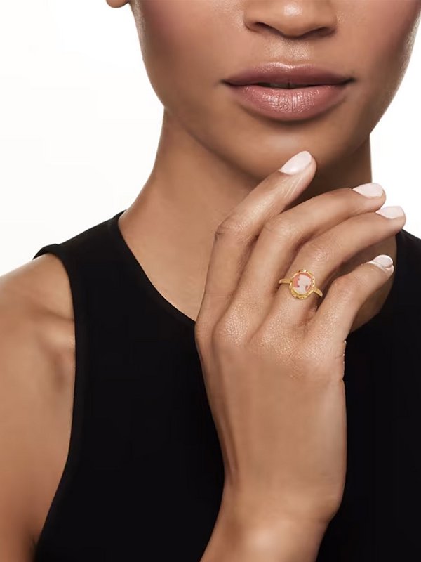 Anillo apilable mini camafeo rosa