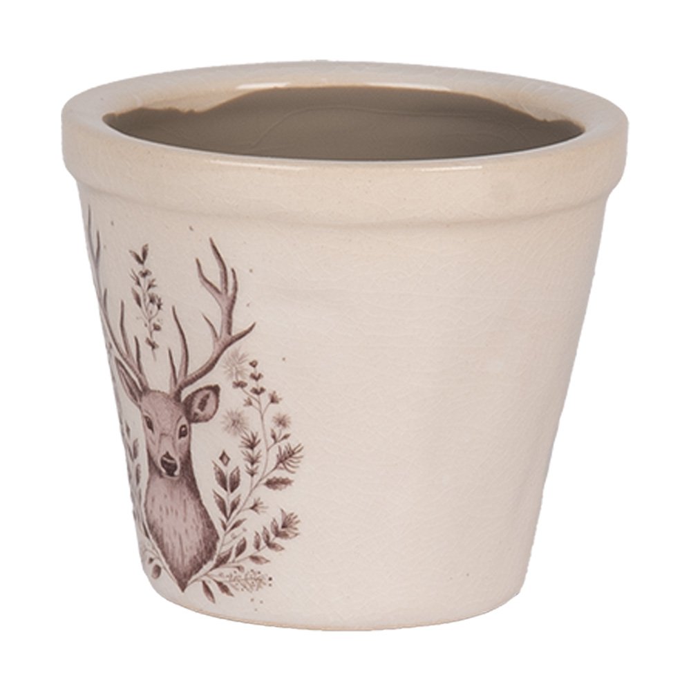 Bloempot Ø 8x7 cm Beige Keramiek Hert