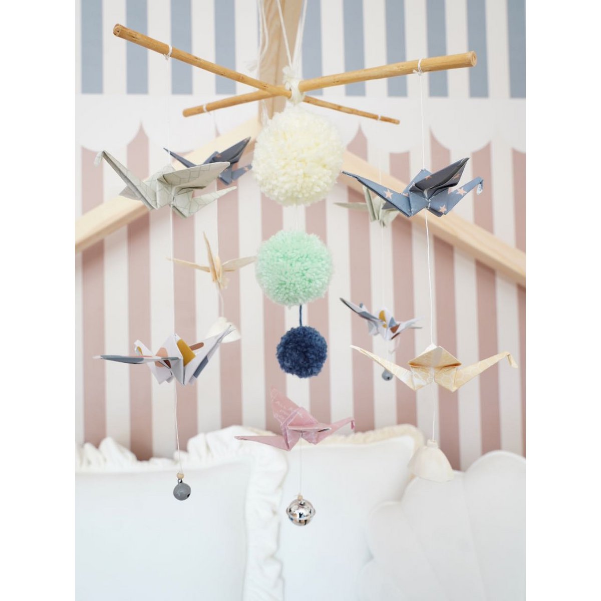 “Pastel colors” Origami Nursery Mobile
