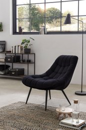 Armchair XXL velvet black metal black