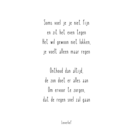 A card with a handwritten text that reads "Sometimes you don't feel good, so let it all out. Let it all come back, so you'll always know again, that you feel alive and well." The card is made of brown paper envelopes.