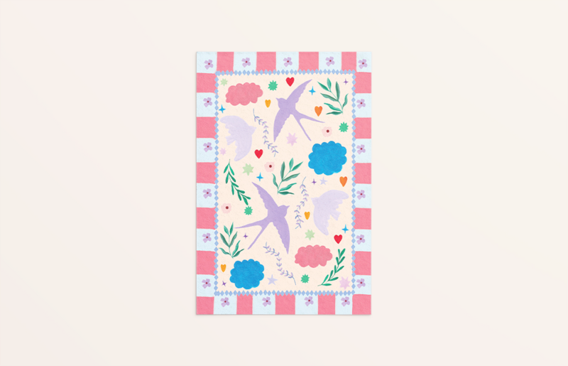 5x kort Swallow Print