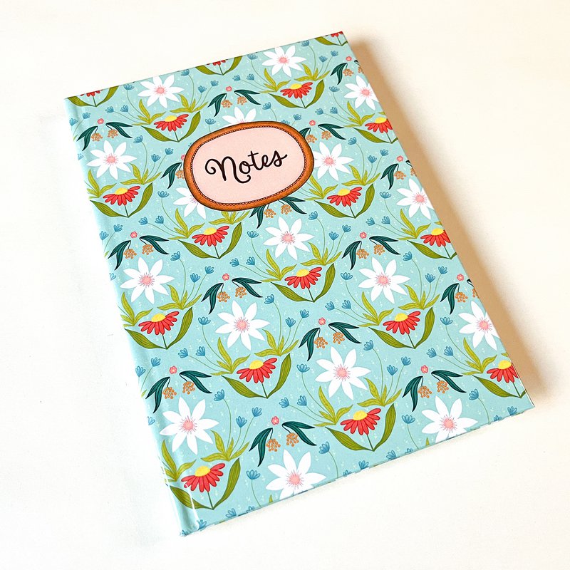 Notebook med blomstermønster A5