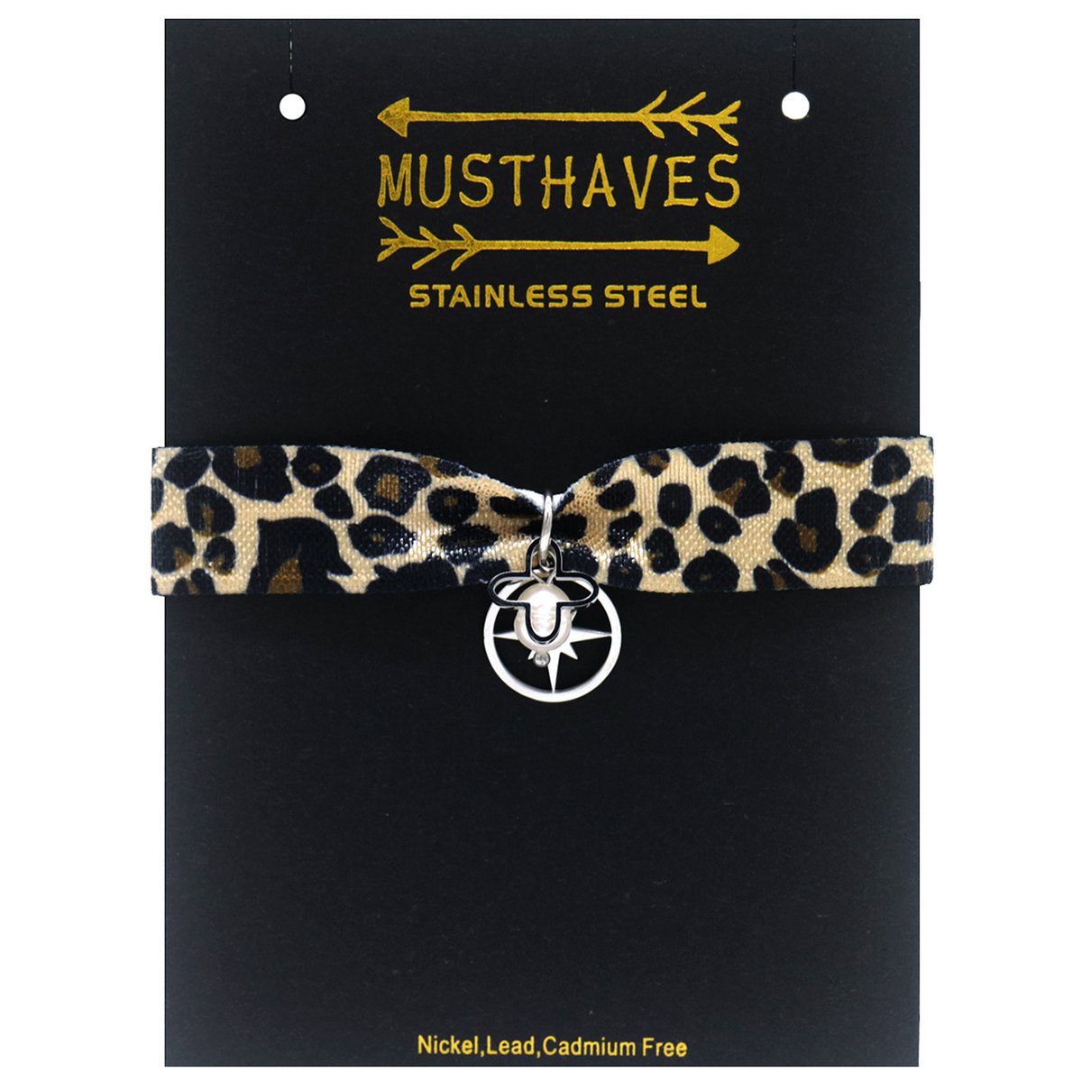 E-E10.1 B2275-007S S. Steel Bracelet Leopard Star